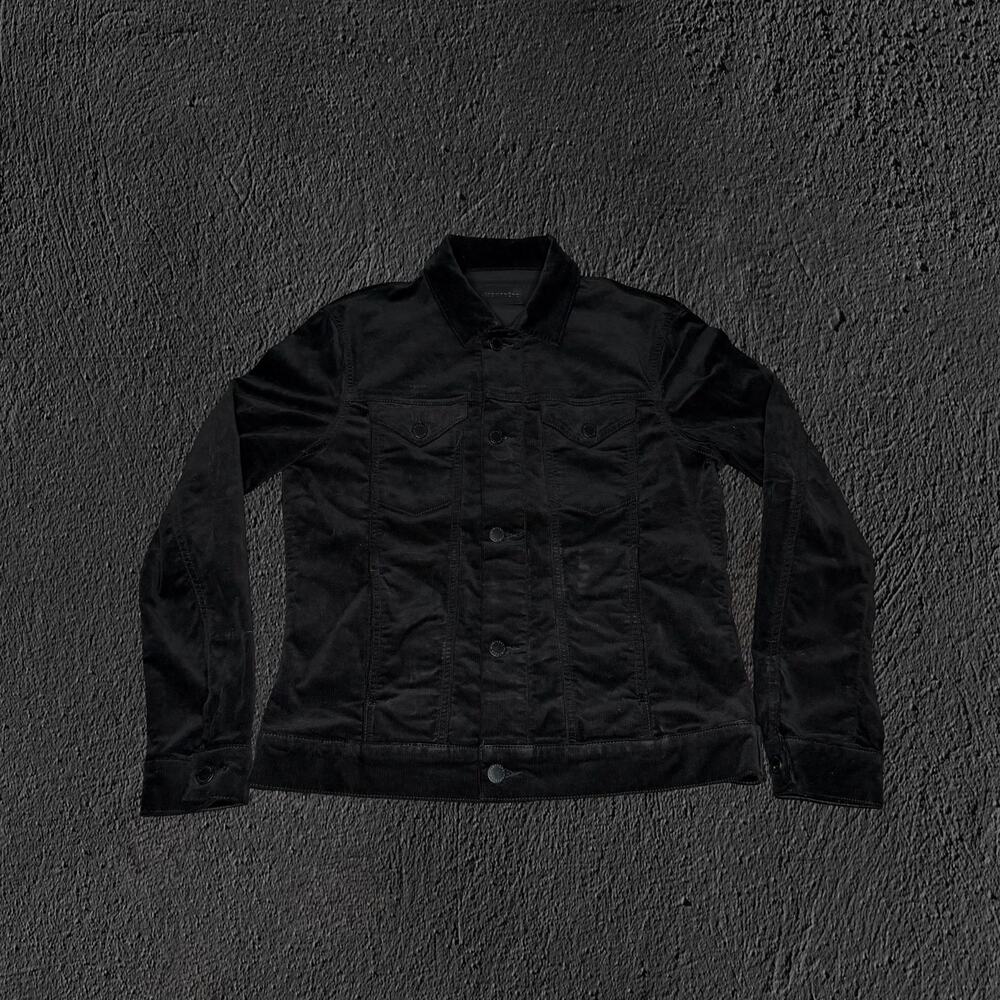 Monfrere black noir dean slim corduroy trucker jacket